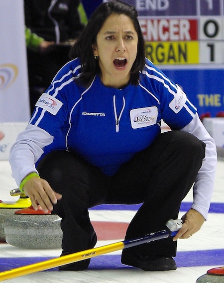 Renee Sonnenberg of Grande Prairie calls out directions during her A-Event semifinal win on Wednesday. (Photo, CCA/A Sharp Eye Photography)