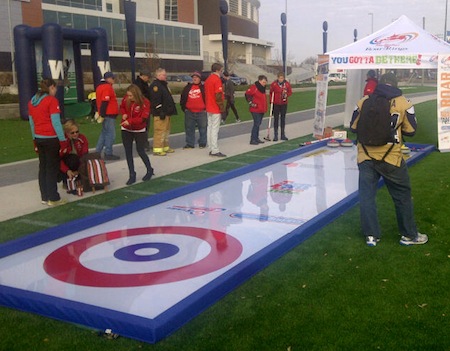 The new Street Curling unit is portable and will be appearing at various Season of Champions host cities this season. (Photo, courtesy Tim Hortons Roar of the Rings host committee)