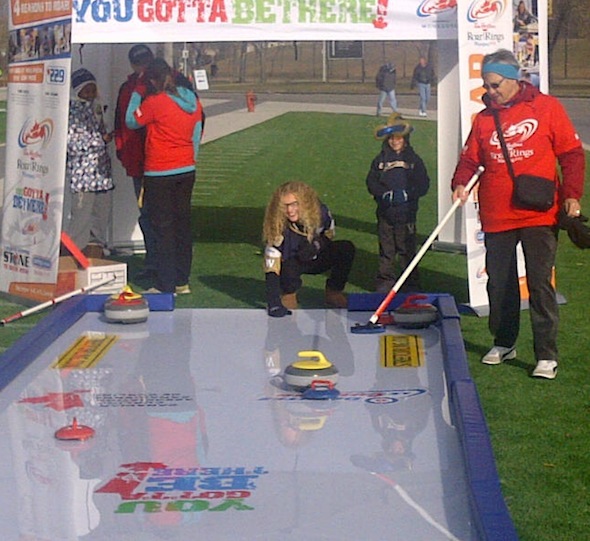 The CCA's new Street Curling game made its debut in Winnipeg this past weekend at a Blue Bombers game. (Photo, 