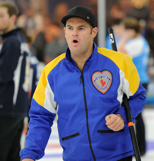 Alberta's Darren Moulding advanced to Saturday's final at the 2014 Canadian Mixed win a win over Newfoundland/Labrador on Thursday night. (Photo, CCA/Claudette Bockstael, Studio C Photography)