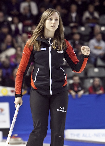 Rachel Homan in action at the 2013 Scotties Tournament of Hearts in Kingston, Ont. (Photo Andrew Klaver)