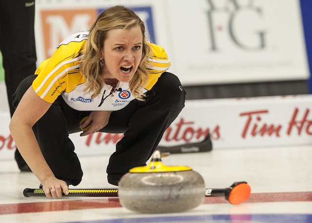 Manitoba Chelsea Casey in the Bronze medal game, 2014 Scotties Tournament of Hearts