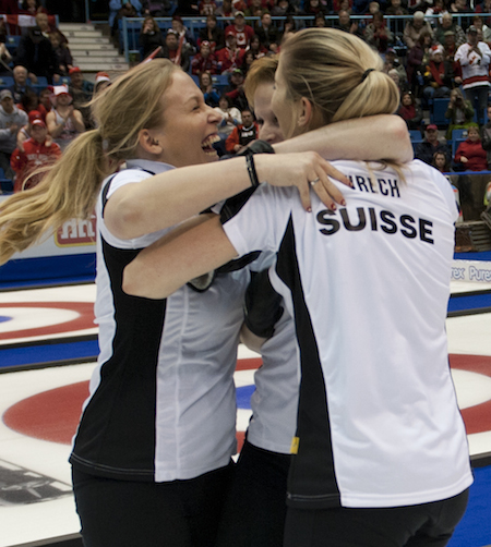 Swiss players celebrate their gold-medal victory. (Photo, CCA/Michael Burns)