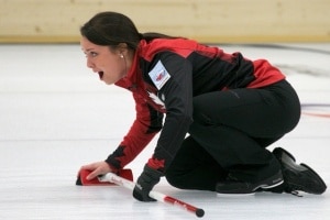  Kelsey Rocque calls the line during the gold medal game at the 2014 World Junior Championships (Photo WCF/Richard Gray)