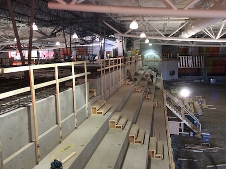 The interior of the arena of the under-construction Crossings Ice Complex in Lethbridge.