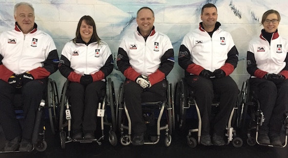Team Canada, from left, Jim Armstrong, Ina Forrest, Dennis Thiessen, Mark Ideson and Sonja Gaudet.