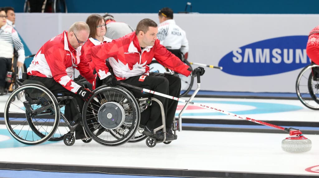 Pyeongchang, Korea, 11/3/2018-Canada plays Sweden in Wheelchair curling during the 2018 Paralympic Games in PyeongChang. Photo Scott Grant/Canadian Paralympic Committee.