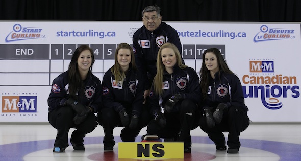Team Nova Scotia at the M&M Meat Shops Canadian Junior Curling Championship in Fort McMurray, Alta., last season. (CCA Photo)