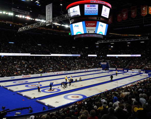The Tim Hortons Brier is headed back to the Scotiabank Saddledome in Calgary. (Photo, CCA/Michael Burns)