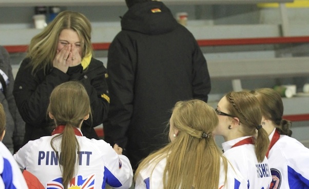 At the 2013 junior nationals in Fort McMurray, Alta., gold medallists Team British Columbia asked New Brunswick’s Cathlia Ward to be their fifth player at the 2013 world championships in Sochi. Her reaction says it all! (Photo courtesy C. Ward)