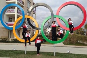 One of the more popular places to pose for a picture in the Athletes' Village!