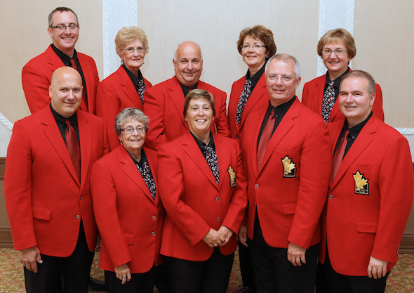 The Canadian Curling Association Board of Governors for the 2014-15 season: from left, front, Yves Maillet, Shirley Osborne, Chair Marilyn Neily, Vice-Chair Bob Osborne, Hugh Avery. Back, Scott Comfort, Liz Goldenberg, Peter Inch, Cindy Maddock, Lena West.